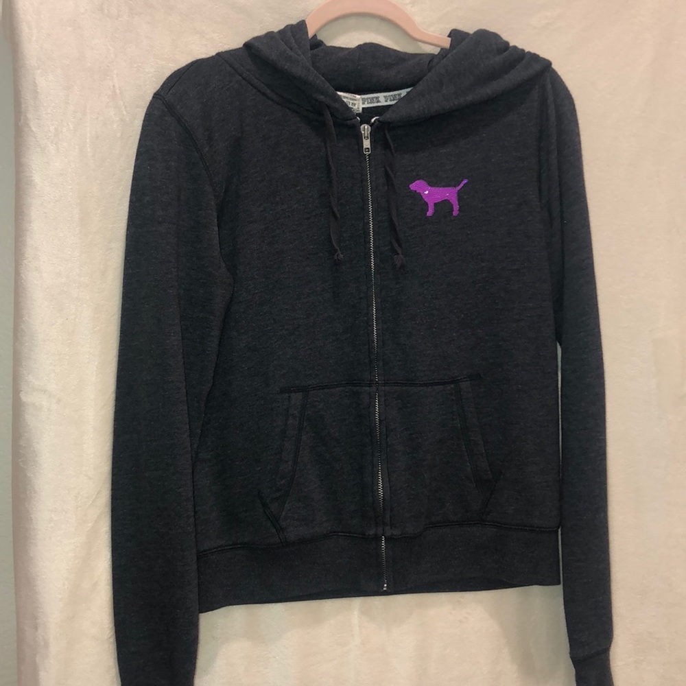 PINK full zip hoodie with magenta sequin details